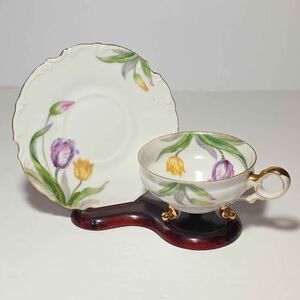 Ucagco Teacup and Saucer Tulips Vintage Japan